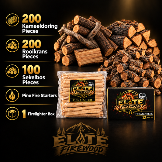 Elite Firewood bundle with quantities beside the products